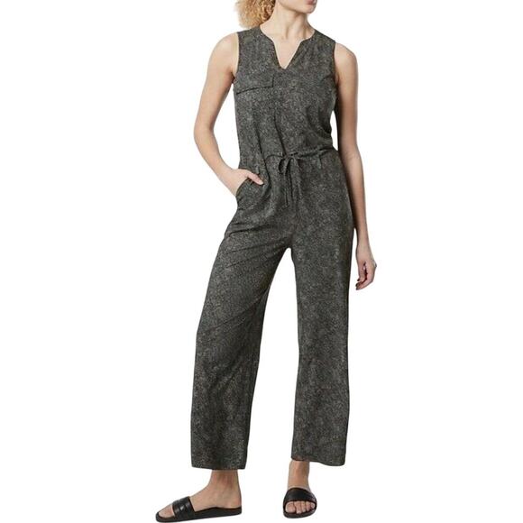 Athleta Womens Topanga Black Gray Sleeveless Jumpsuit Size Large - Picture 1 of 12